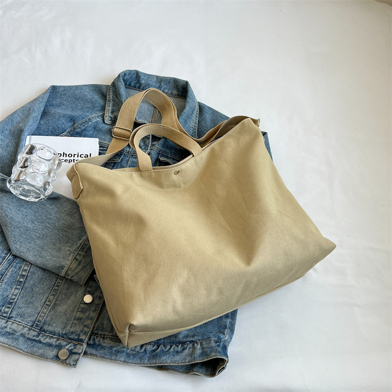 American retro large-capacity bag, casual and artistic style for women, tote bag for university classes, daily commuting canvas bag Specification drawing