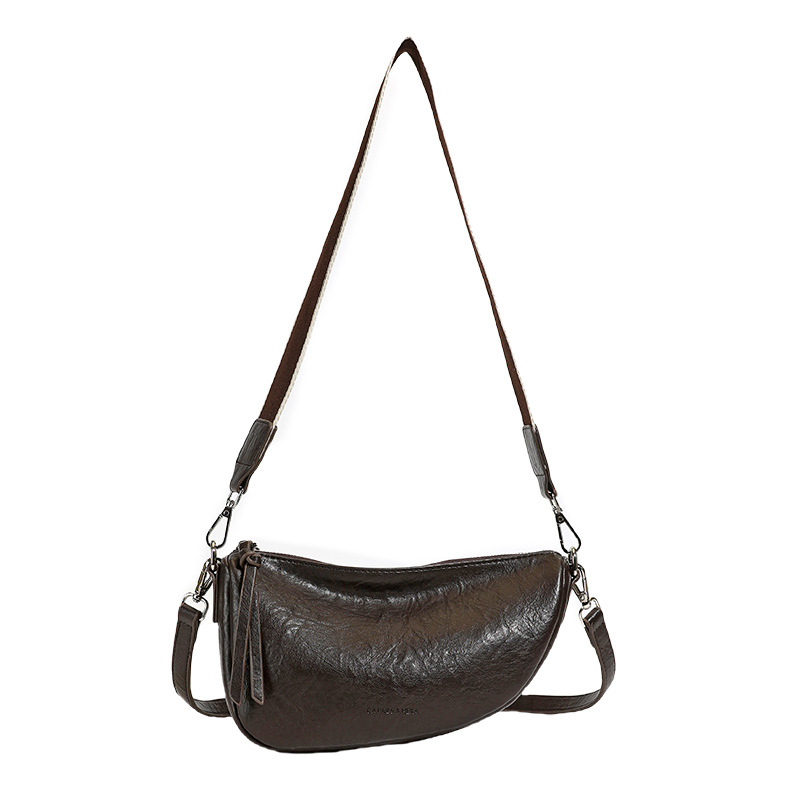 Korean retro casual single-shoulder handbag for women, new summer 2025, simple and versatile, niche crossbody saddle bag Item Picture