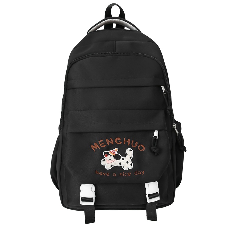 New cute cartoon-embroidered puppy backpack for girls, Japanese ins school style, large-capacity backpack for primary and secondary school students Item Picture