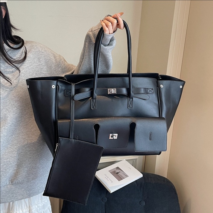 2025 New cross-border niche retro handbag, women's daily tote bag, large-capacity single-shoulder bag, commuter mother-and-child bag full figure