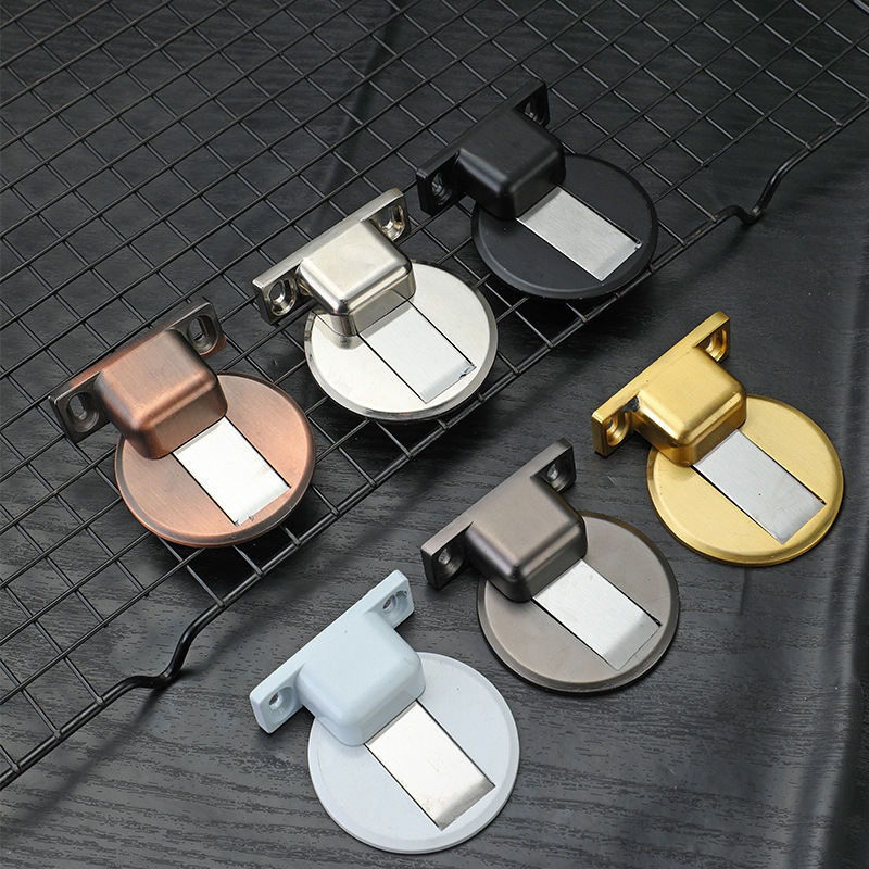 Zinc alloy floor suction anti-collision door without drilling, strong magnetic door suction door, bathroom silent fixed door top Specification drawing