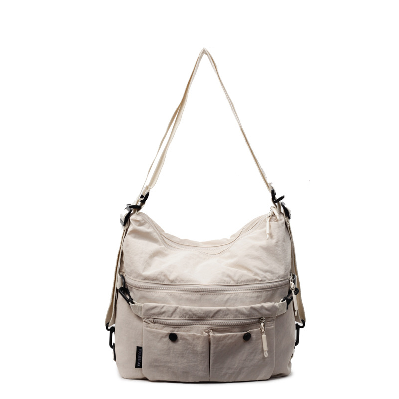 Nylon fabric multi-layer zipper single-shoulder crossbody bag, Korean style versatile and two-in-one, workwear-style motorcycle bag, casual sports bag for women Item Picture