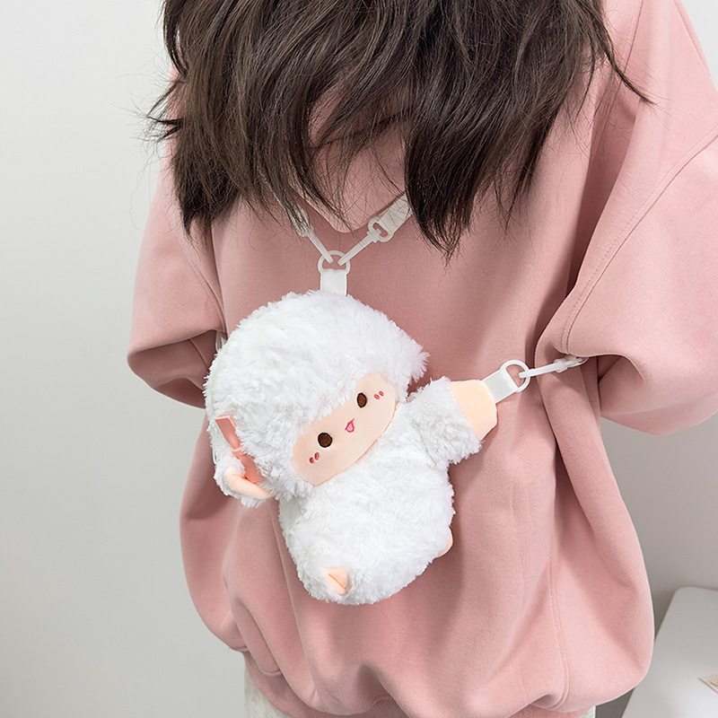High-quality appearance level little sheep plush backpack, girl doll bag, cute single-shoulder little sheep papa bag, cross-border details Picture
