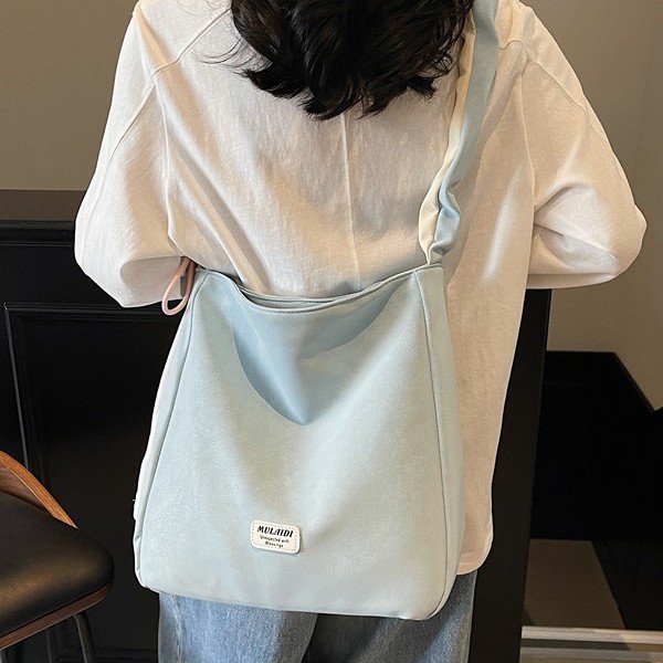Spring and Summer high-capacity high-end commuting Tote bag for women, 2025 new PU white drawstring crossbody bag Specification drawing