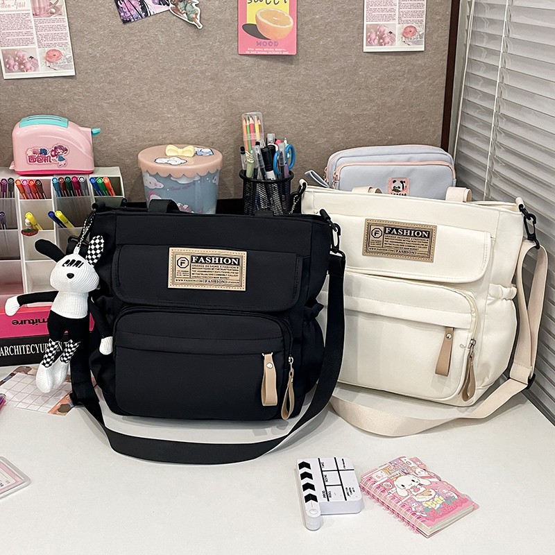 Schoolbag for female middle school students, large-capacity bag for male high school students, trendy single-shoulder bag, tutorial bag, Korean style versatile single-shoulder handbag Specification drawing