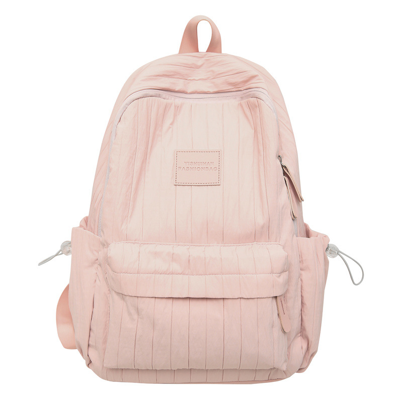 A fresh and clean backpack with a solid color and a simple school style for girls. It is a travel backpack for junior and senior high school students and a study tour bag Item Picture