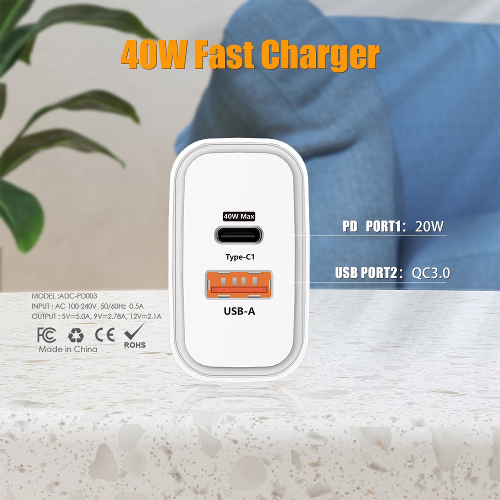 Cross-border PD25W mobile phone charger head, U+C dual-port charger, fast charging CEFCC certified Application Scenario