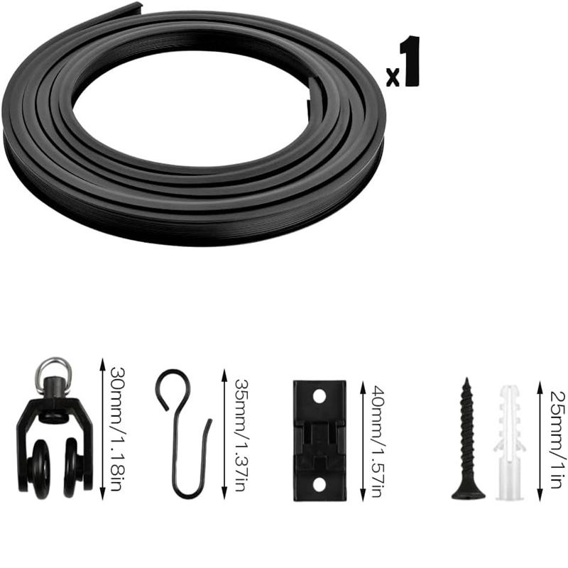Curtain accessories: 1m, 2m, 3m, 4m, 5m black flexible curtain track sets Item Picture