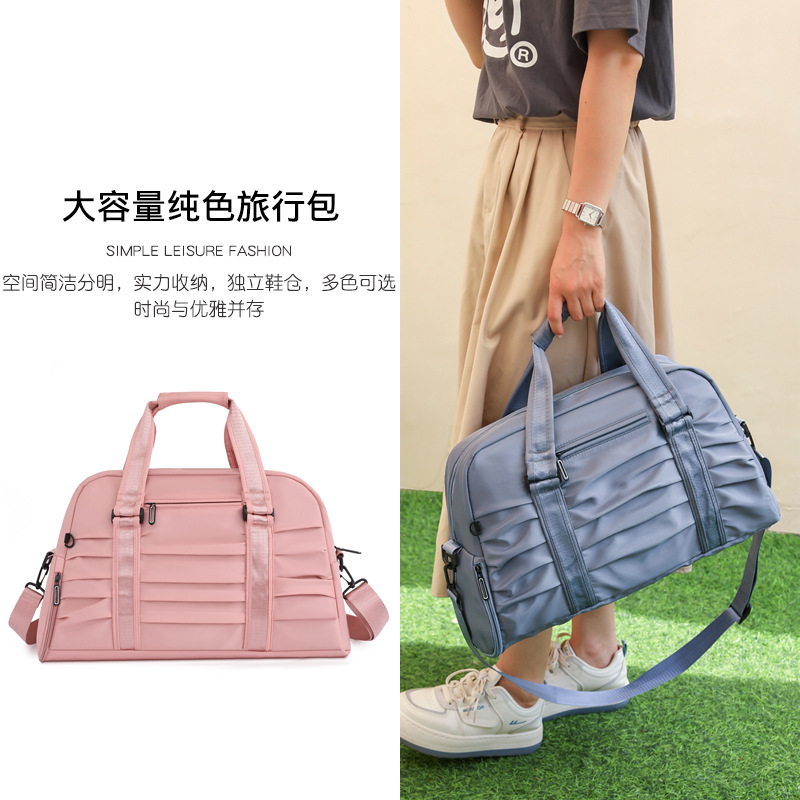 New fitness bag with large pleated capacity, travel bag, versatile storage luggage bag, dry and wet separation, lightweight maternity bag details Picture