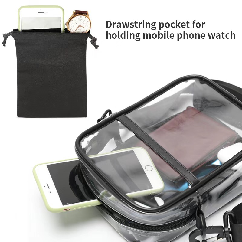 New men's transparent pvc single-shoulder crossbody bag, casual, simple, waterproof, multi-functional fitness visible backpack details Picture