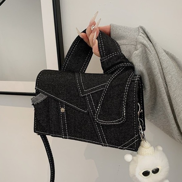 Cross-border casual denim women's bag, patchwork fabric, women's crossbody bag, chic small bag, new small square bag, mobile phone bag Application Scenario
