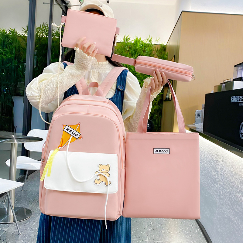 A new and fresh schoolbag for girls, featuring a simple, large-capacity, lightweight and casual design. It's a cute backpack for primary and junior high school students Specification drawing