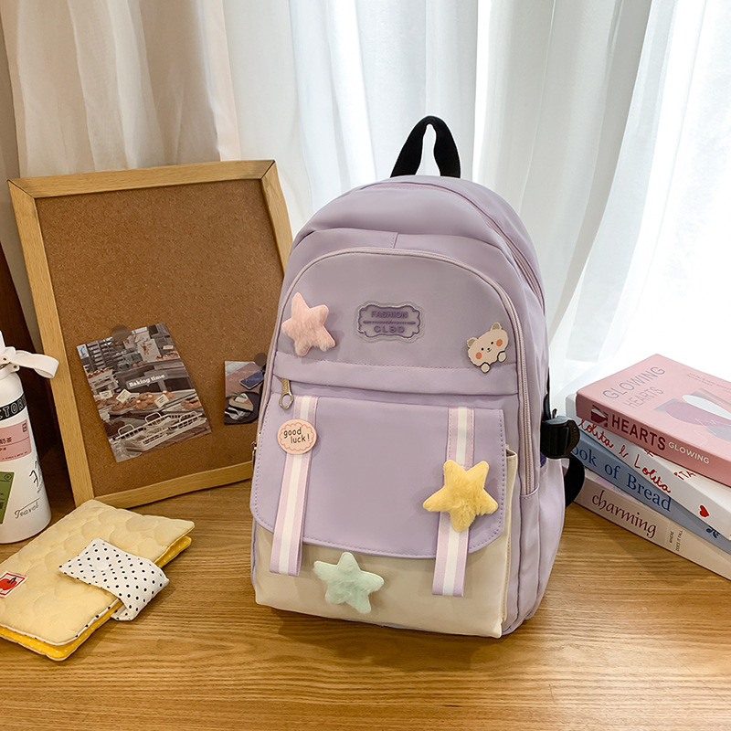 Korean-style backpack, large-capacity, simple, lightweight and casual backpack for junior and senior high school students, Japanese-style backpack for reducing burden and protecting the spine full figure