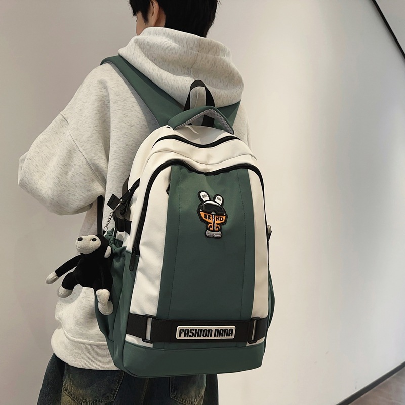 Personalized cartoon schoolbags for girls, trendy brand backpacks for junior and senior high school students, color-blocking large-capacity travel backpacks for college students details Picture