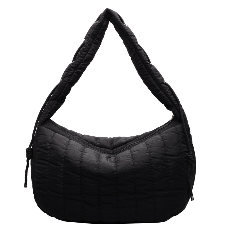 New Korean casual bag, simple cloud bag, new nylon fabric, large-capacity pleated single-shoulder crossbody bubble bag Item Picture
