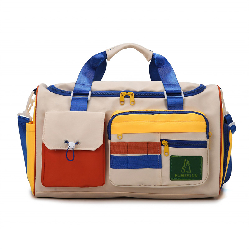 New fashionable color-blocking crossbody fitness bag, large-capacity travel carry-on bag, lightweight short-distance travel bag for going out Item Picture