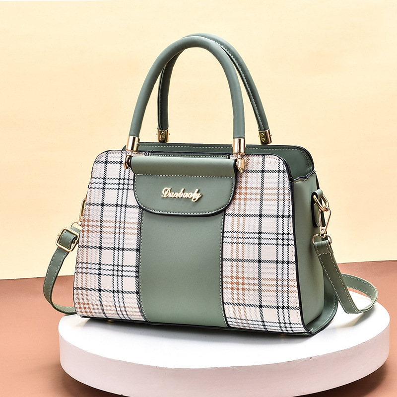 Checkered color-blocking women's bag 2022 new style, Korean-style fashionable women's bag, crossbody single-shoulder handbag, one-piece consignment Specification drawing