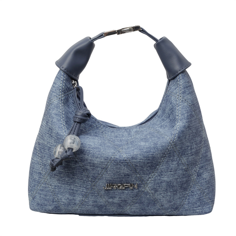 2024 New niche hand-held underarm bag, single-shoulder crossbody bag, retro dumpling bag, high-end denim small handbag Item Picture