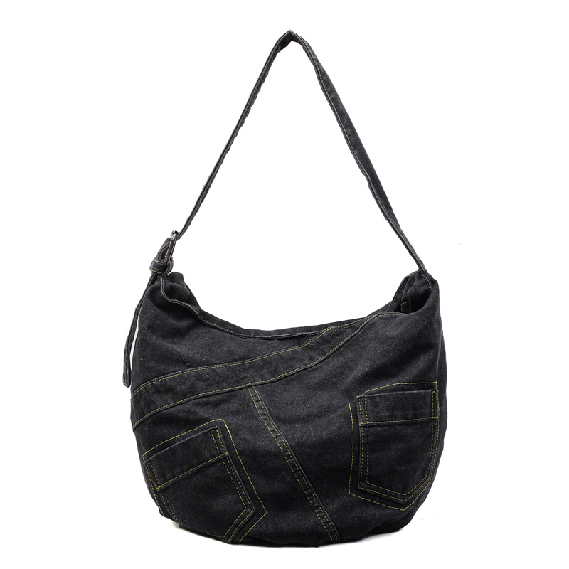 Denim large-capacity versatile ins single-shoulder underarm bag, 2025 new Korean-style casual bag, tote bag, trendy women's bag Item Picture