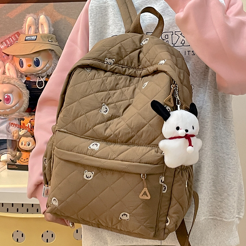 New autumn and winter 2024 large-capacity girl's backpack, plush puppy, cute cartoon printed cotton jacket backpack Specification drawing