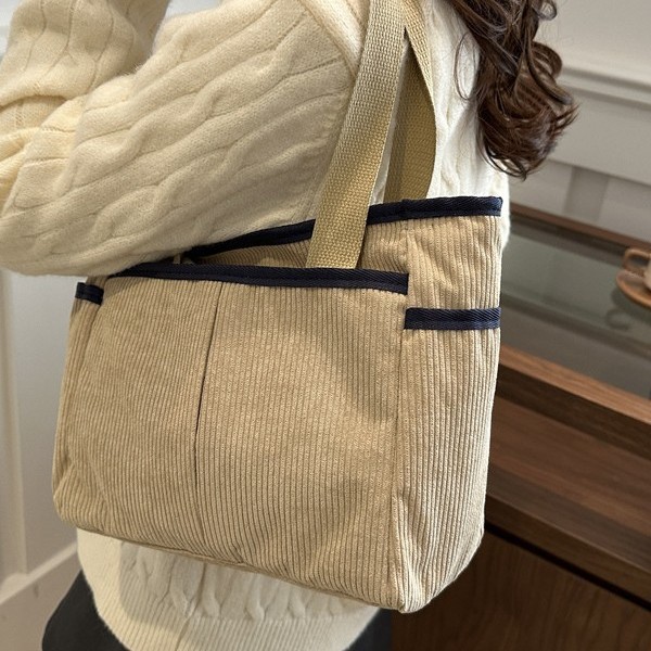New autumn/Winter 2024 fashion solid-color women's bag, Korean-style casual large-capacity color-blocking single-shoulder bag, foreign trade tote bag Specification drawing