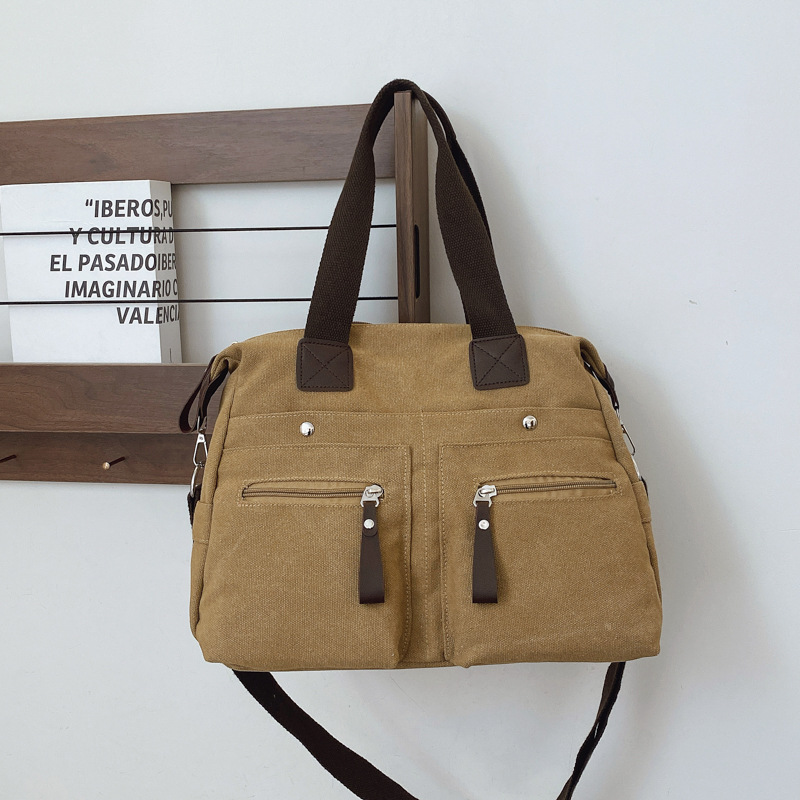 Tote Women's Bag 2024 Winter New large-capacity commuting single-shoulder canvas bag, fashionable large bag, versatile single-shoulder bag Specification drawing