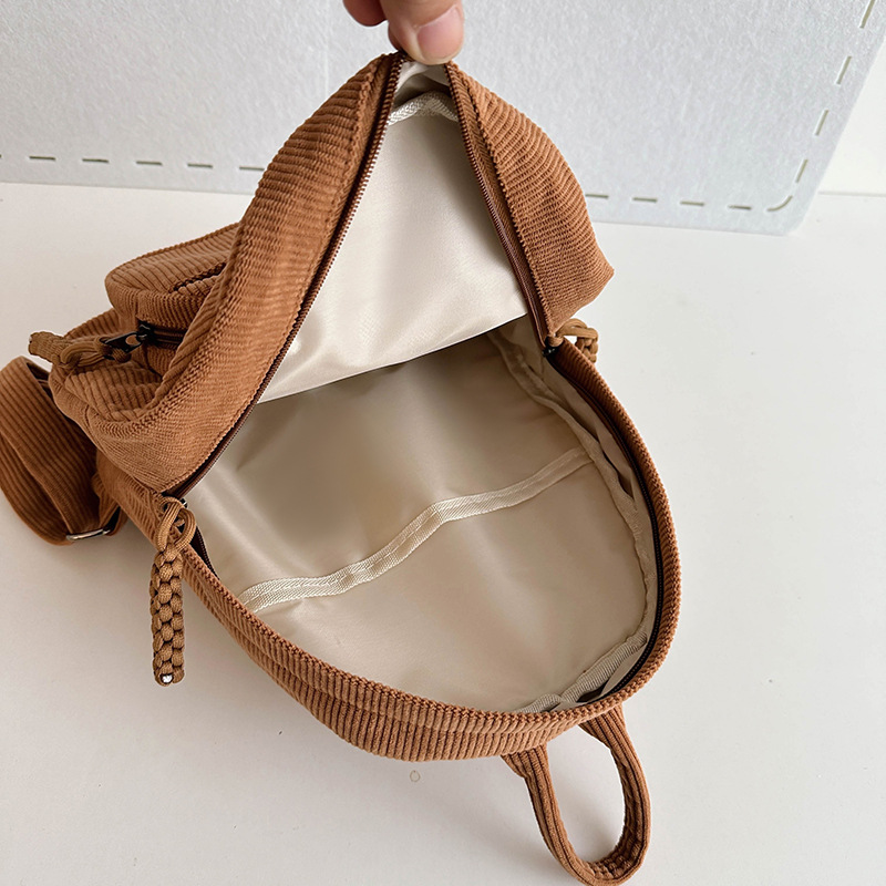 New retro forest-themed corduroy backpack, a Korean-style ins artistic backpack for college students to attend classes and go shopping Application Scenario