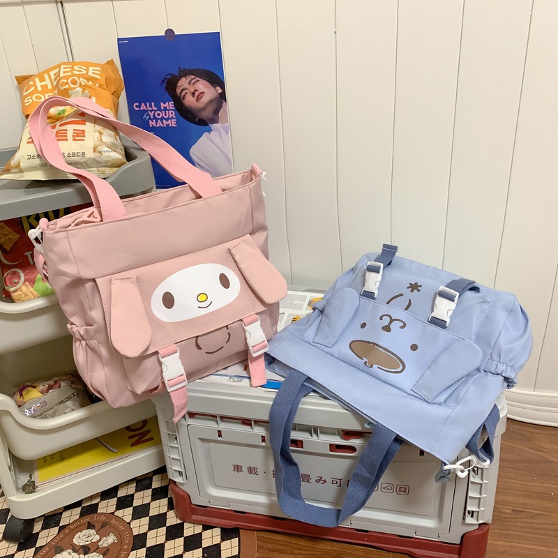 Cute ins student crossbody bag, soft girl's new class single-shoulder bag, retro school style postman's hand-held canvas bag full figure