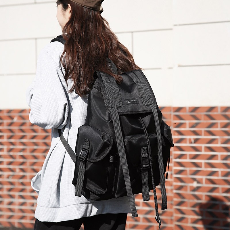 Casual street fashion brand backpacks, men's large-capacity schoolbags, women's college student backpacks, computer bags, drawstring travel bags details Picture