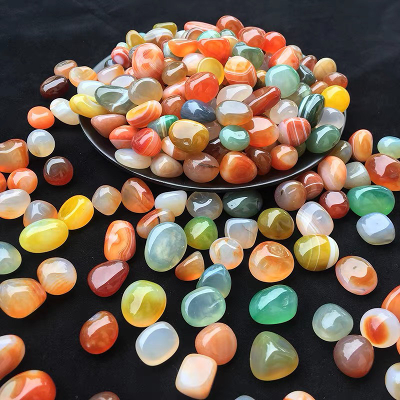 Seven-color natural rain flower stones, agate stones, five-color stones, pebbles, fish tanks, flower POTS, landscaping, pure sky hydroponic factory Specification drawing
