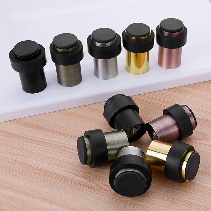 Rubber anti-collision door stop, no need for drilling, stainless steel round door stop, safe household door stop, floor-mounted cylindrical door bump Specification drawing