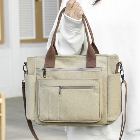 Cross-border women's canvas single-shoulder bag, large-capacity handbag, tote bag, Korean-style casual and lazy crossbody bag under the armpit full figure