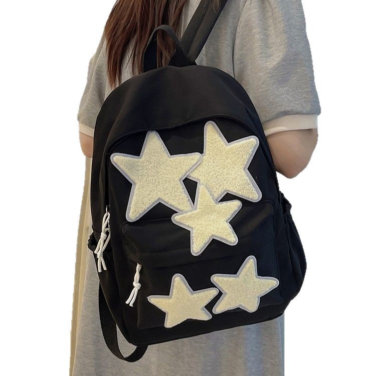 2025 New large-capacity student bag, high appearance level, five-pointed star schoolbag, simple and fashionable computer bag, backpack, cross-border Item Picture