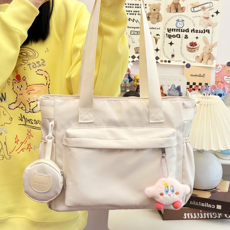Korean-style solid-color Harajuku windsail bag, a fresh and simple daily crossbody bag, a versatile single-shoulder bag for classes, tutoring and commuting details Picture