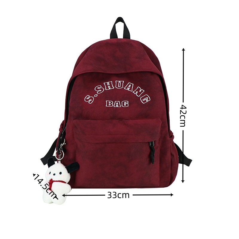 Korean InS-style solid color letter backpack 2025, Japanese Harajuku simple and versatile college student schoolbag for women Item Picture