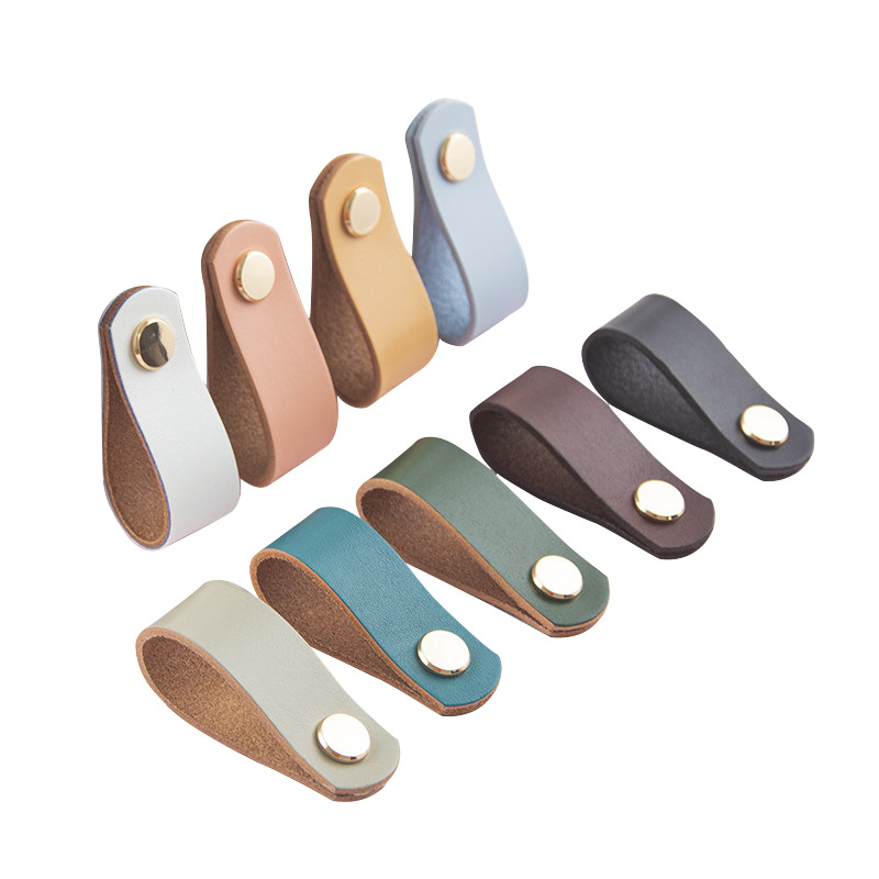 Cross-border shipping of Nordic cowhide small handles for wardrobes, drawers and cabinets, door leather handles, vegetable-tanned leather and genuine leather handles Item Picture