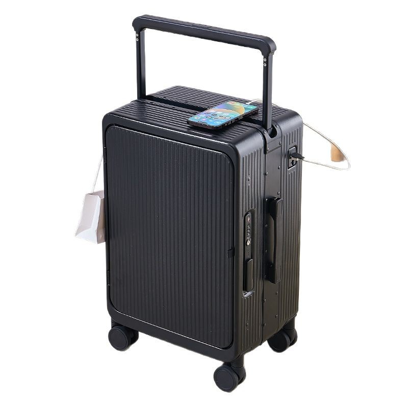 Wide handle multi-functional suitcase, women's handle suitcase, men's sturdy and durable student swivel wheel password travel suitcase Item Picture