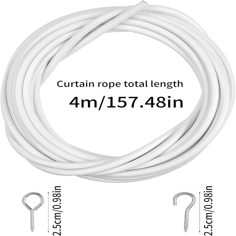 4-meter spring rope, 6 sheep eye rings, 6 question mark hooks, curtain accessory set details Picture