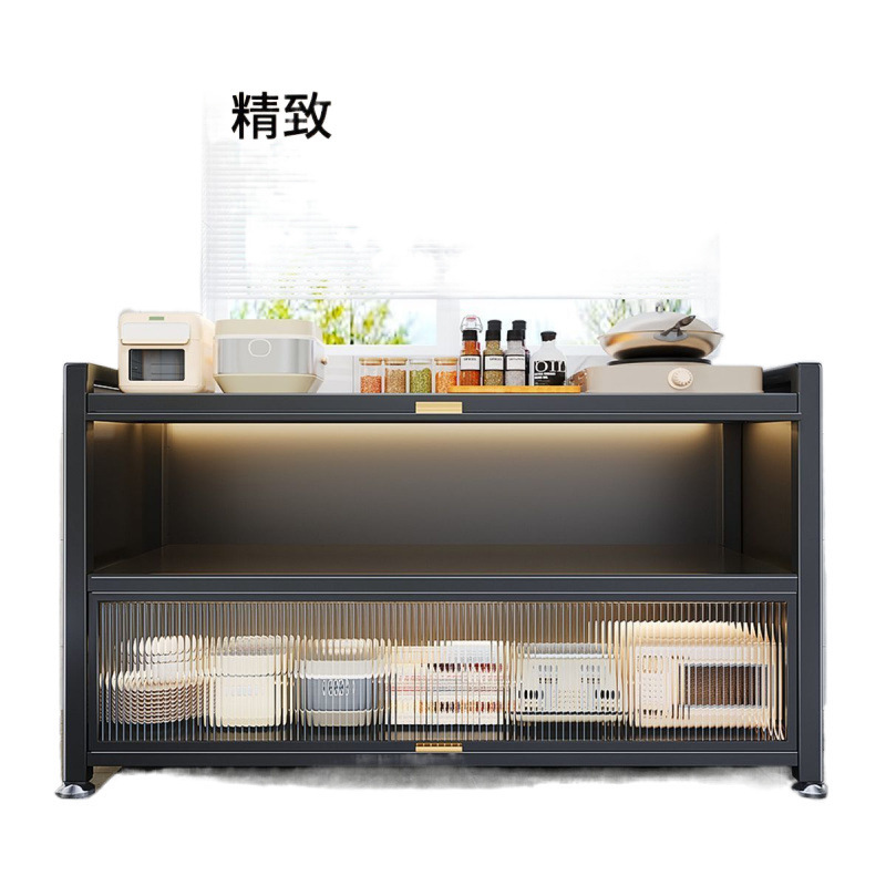 Multi-layer kitchen storage cabinet, sideboard bowl cabinet, practical multi-functional microwave oven storage cabinet, floor-standing shelf Item Picture