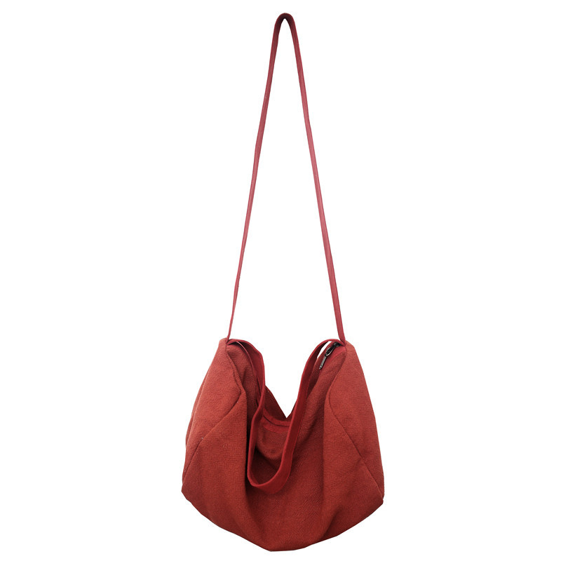 Laid-back casual crossbody bag for women, simple solid color large-capacity single-shoulder bag, Korean style Instagram canvas bag for women Item Picture