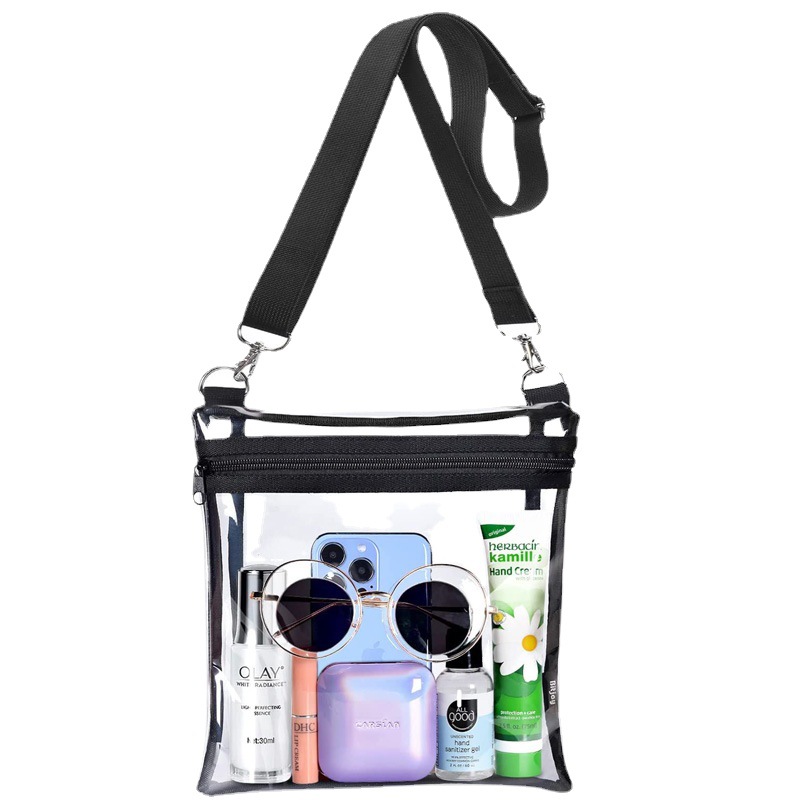 Cross-border transparent PVC messenger bag, handbag, single-shoulder crossbody bag and storage bag are suitable for concerts and sports events Item Picture