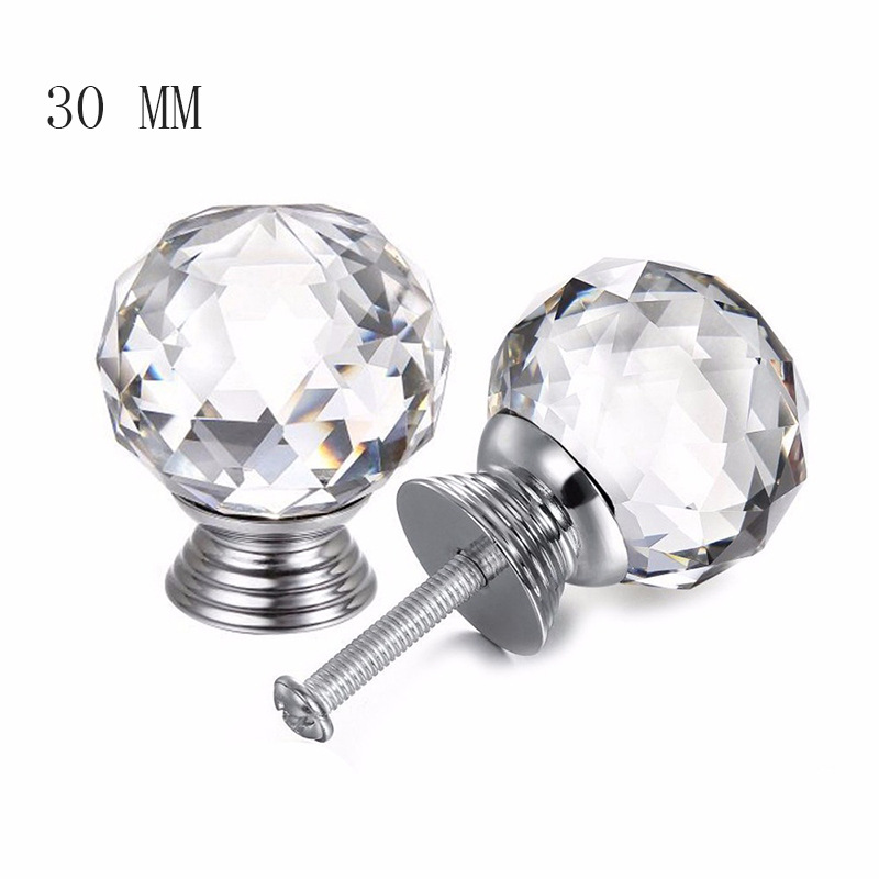 Factory wholesale crystal balls, glass balls, handles, drawers, cabinet door handles, cabinet furniture hardware, 30mm transparent gold Item Picture