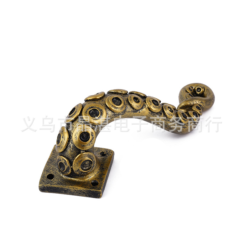 Cross-border door handle, steampunk retro octopus door handle, resin handicraft full figure