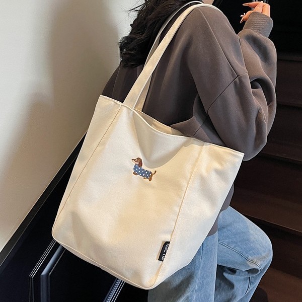 Cross-border canvas bag, women's large-capacity versatile shoulder bag, 2025 new style commuter tote bag, shopping bag trend details Picture