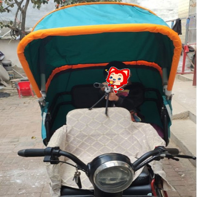 Electric tricycle carport, rain shelter, sunshade, rain shelter, pedal tricycle, folding canopy, human-powered canopy, elderly leisure Specification drawing