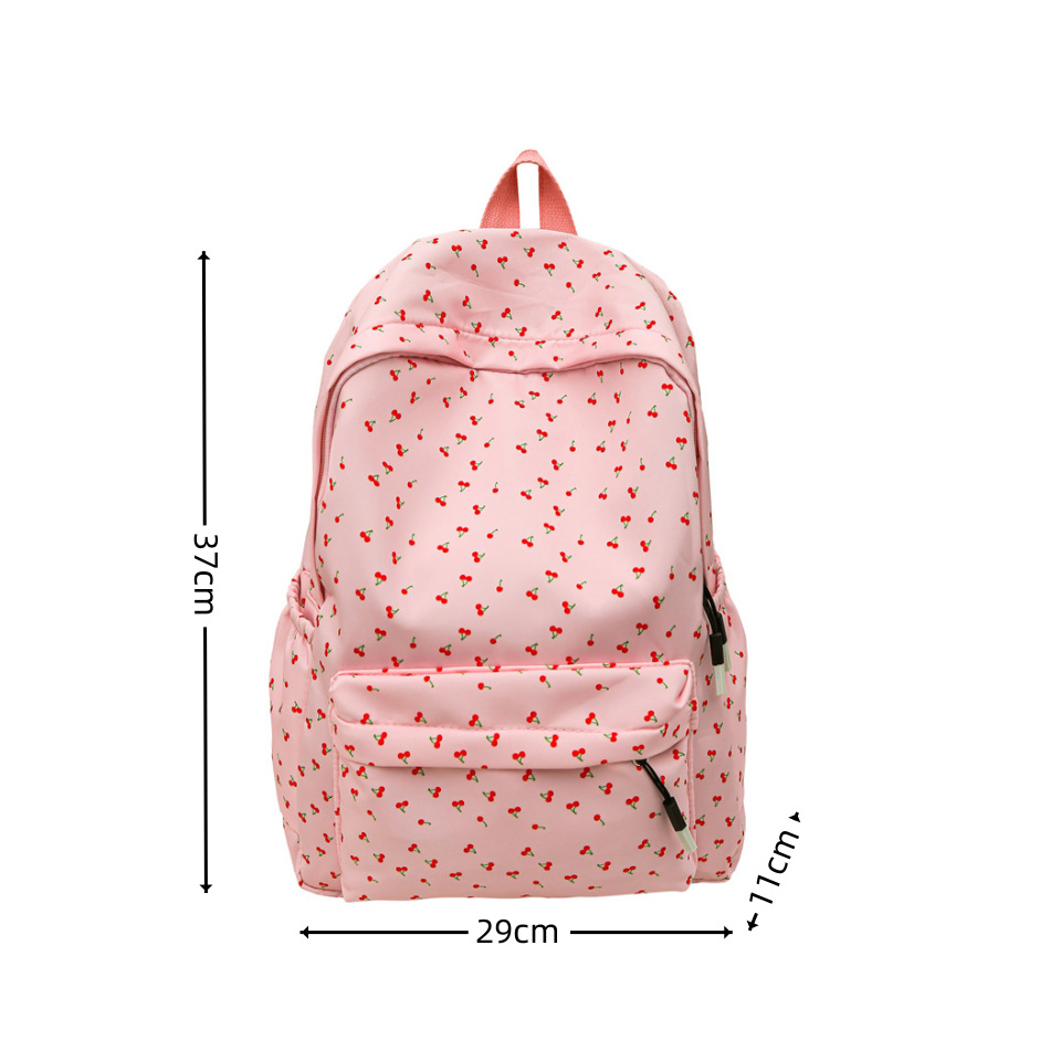 Korean-style fresh and simple schoolbag for female college students with small floral prints, lightweight and large-capacity backpack for high school students Item Picture