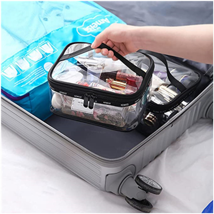 New Amazon cross-border waterproof makeup box, large travel storage, black airport security makeup bag, transparent and portable details Picture