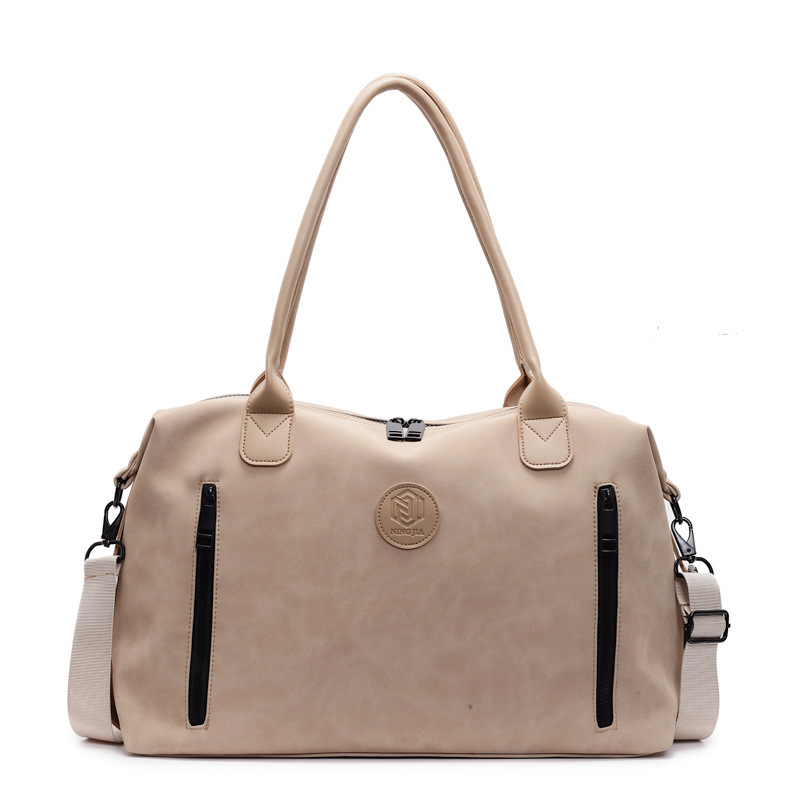 New cross-border pu soft leather travel bag, thickened and durable, casual swimming and fitness bag, simple hand-held crossbody carry-on bag Item Picture