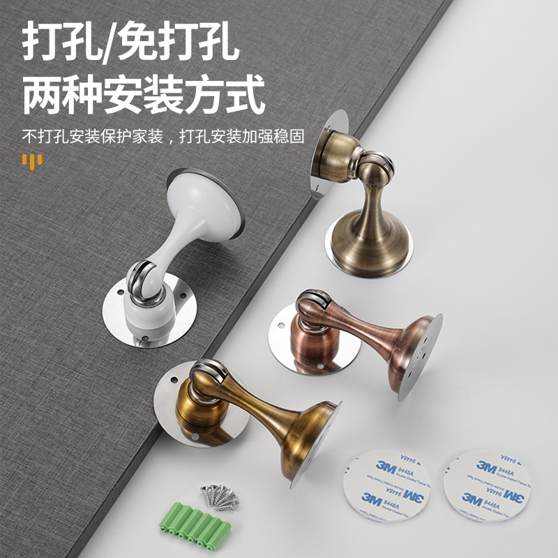 Non-perforated stainless steel door, strong magnetic silent door, anti-collision door, thickened wooden door, suitable for both floor and wall installation Specification drawing