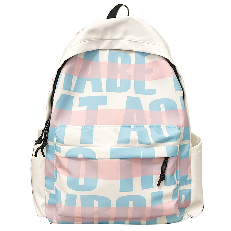 Cross-border Korean-style high-appearance-level dirt-resistant schoolbag, large-capacity men's and women's backpack, high school students' letter printed trendy schoolbag Item Picture